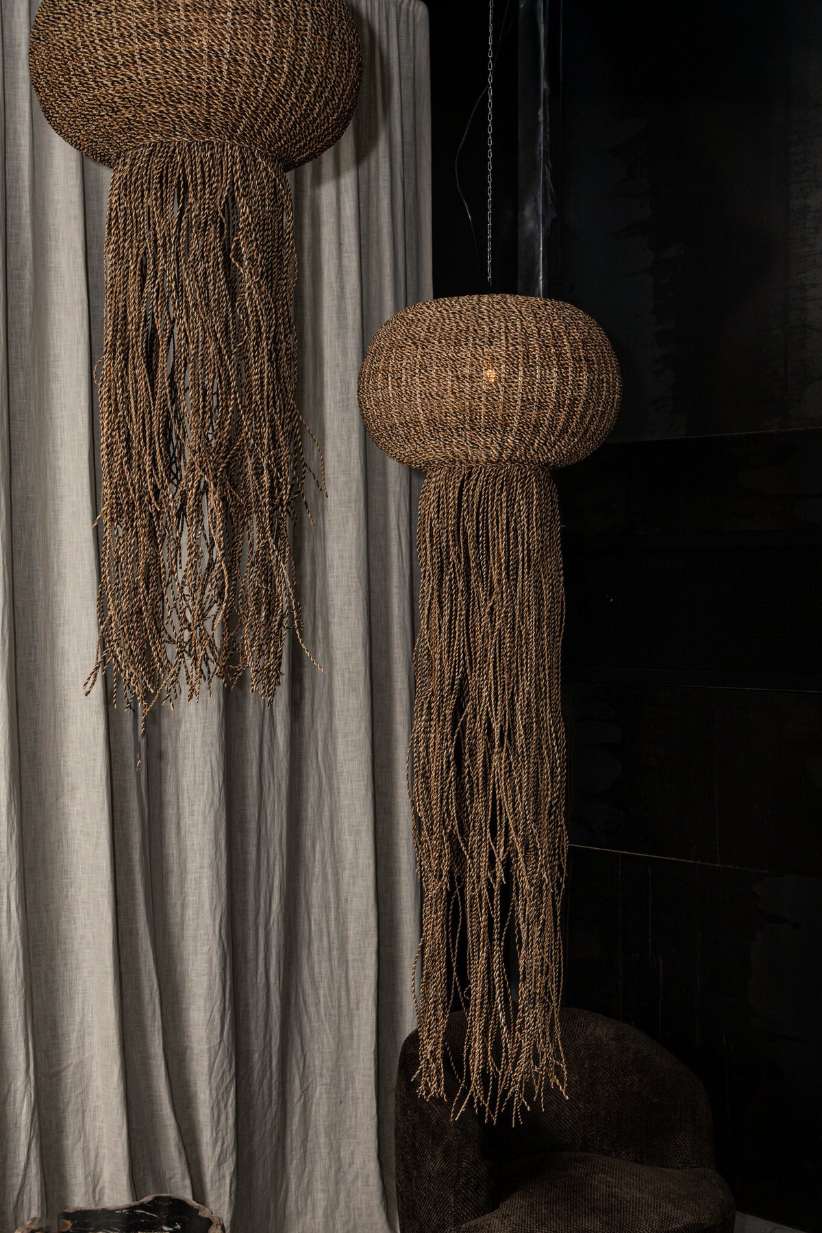 Goa brown braided jellyfish pendant light, small