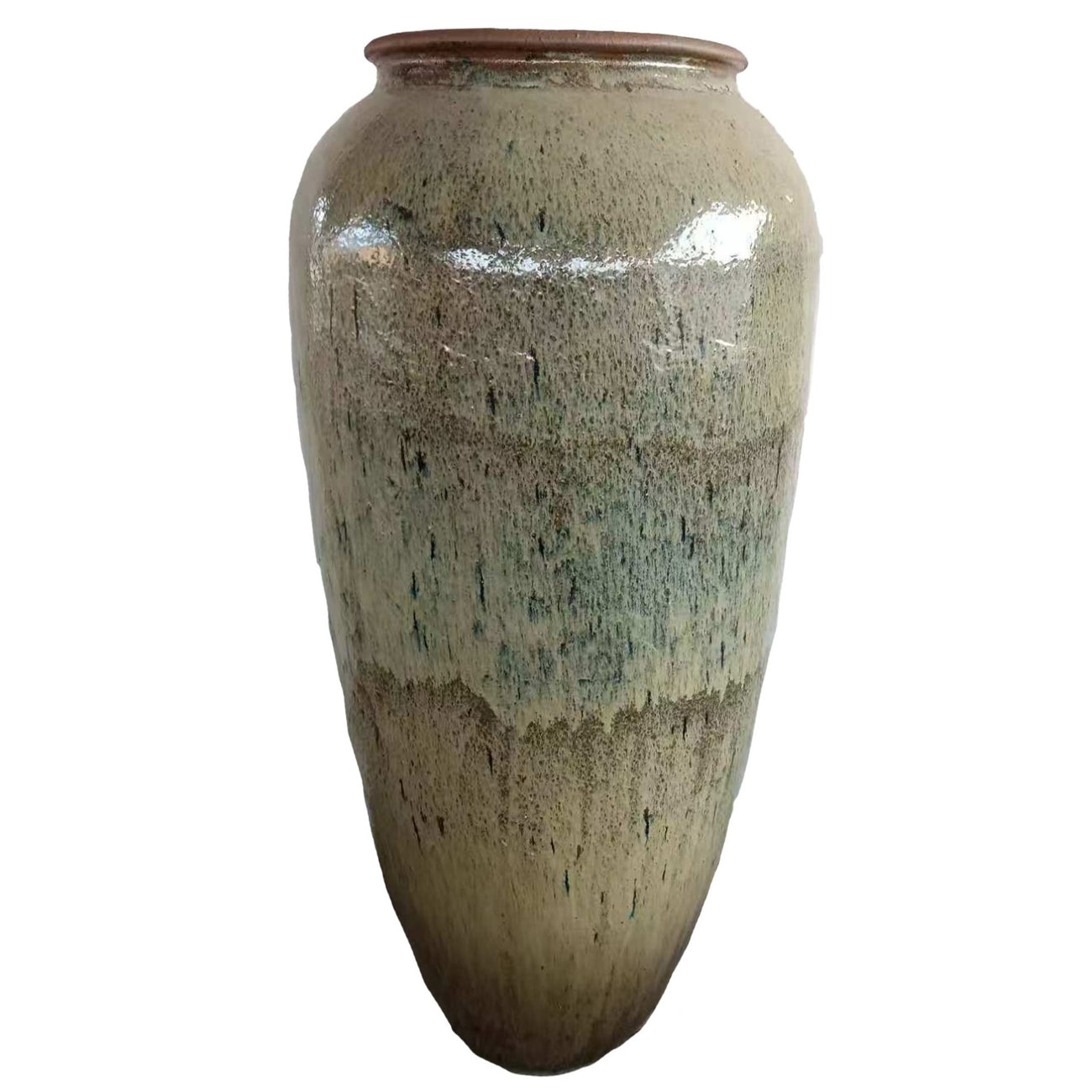 Lisie natural blue ceramic floor planter