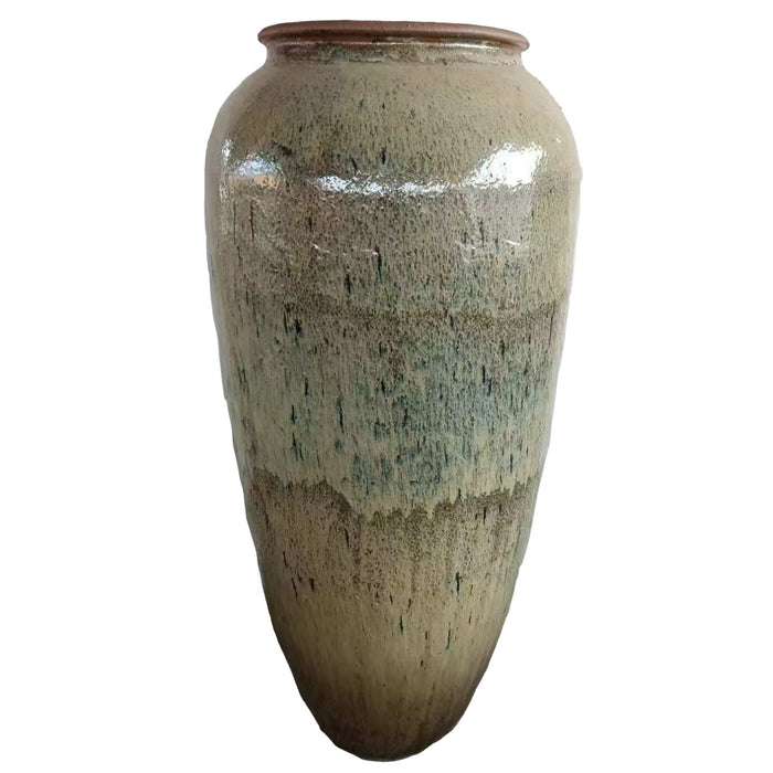 Lisie natural blue ceramic floor planter
