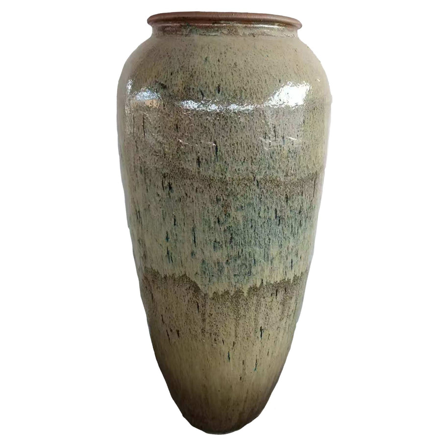 Lisie natural blue ceramic floor planter