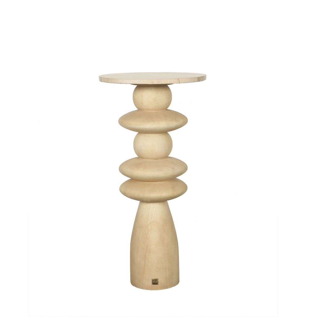 Callain mango wood and marble round side table