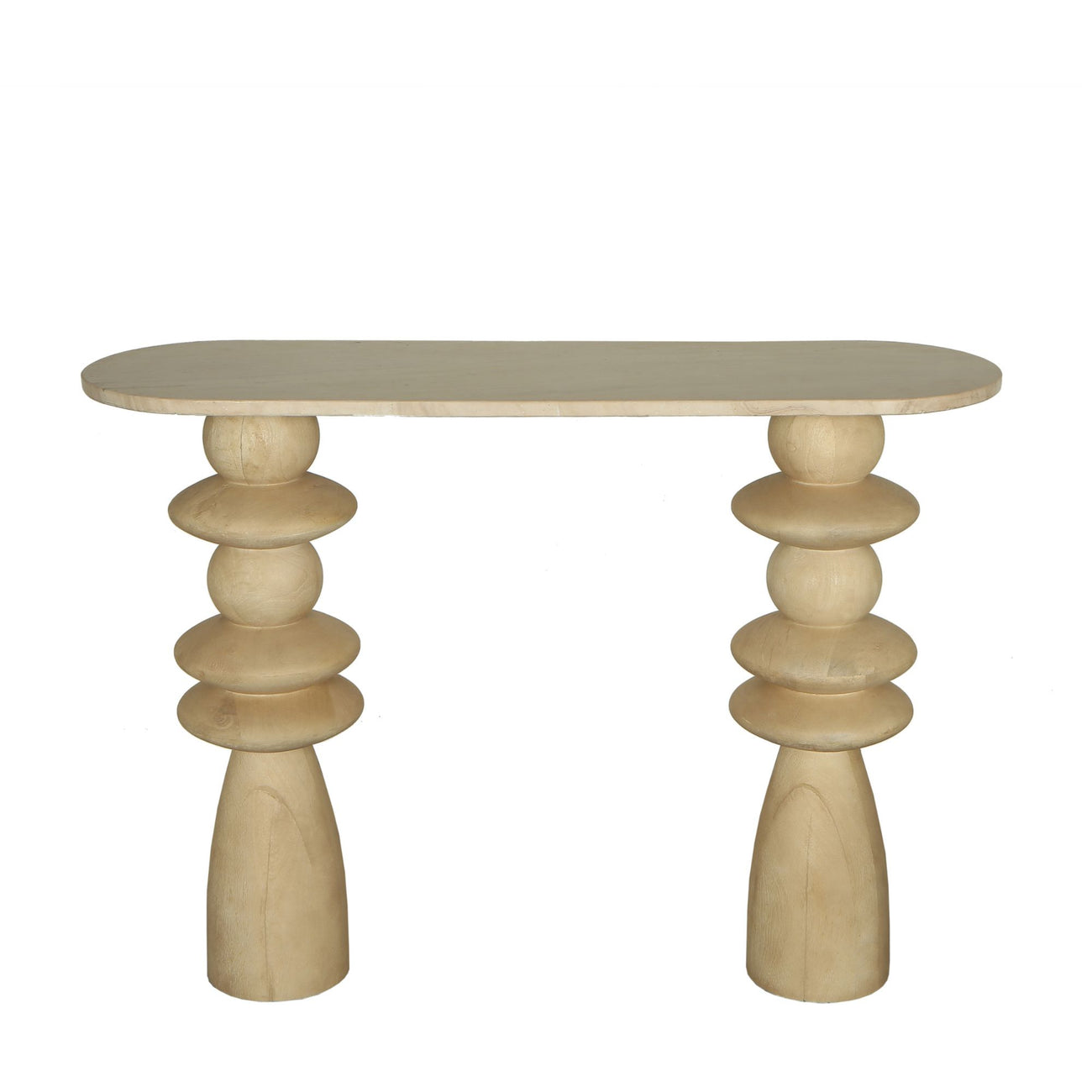 Callain mango wood and marble oval side table