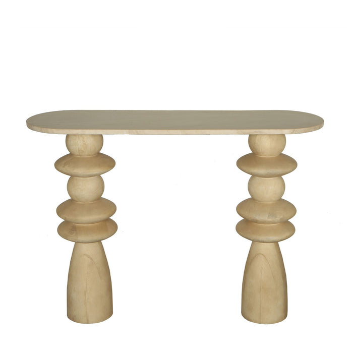 Callain mango wood and marble oval side table