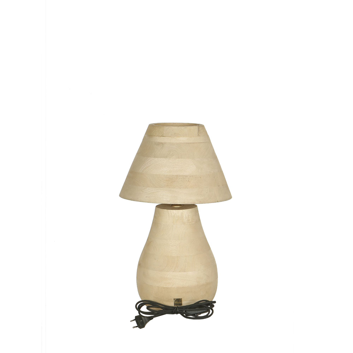 Peake natural mango wood round table lamp, low