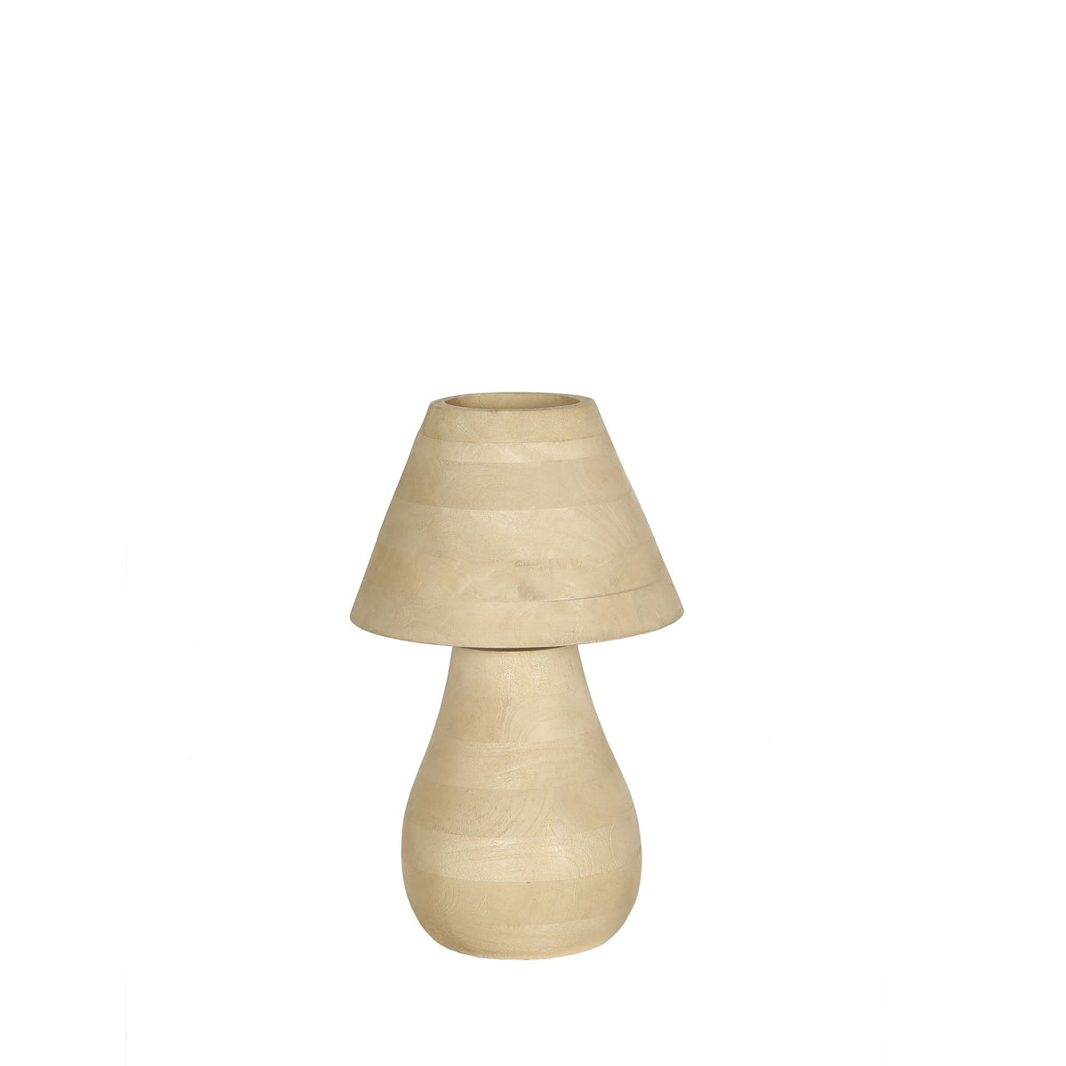 Peake natural mango wood round table lamp, low