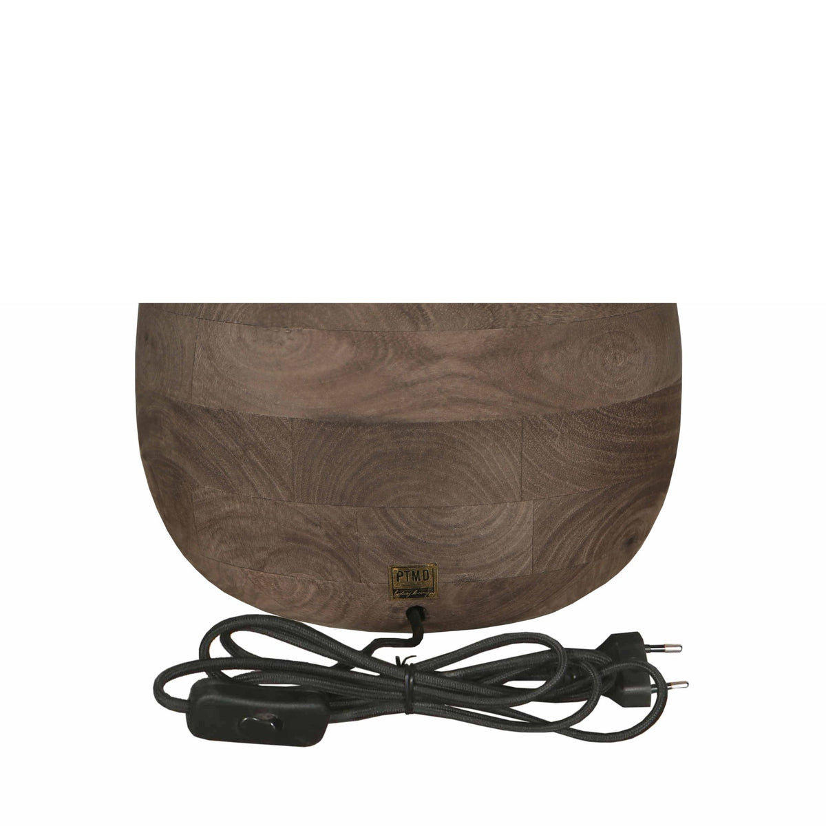 Peake brown mango wood round table lamp, large