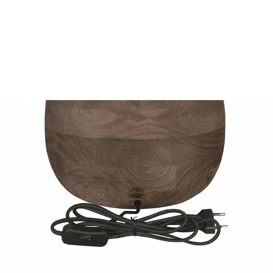 Peake brown mango wood round table lamp, large