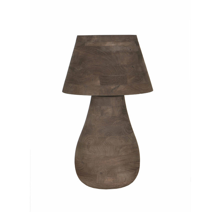 Peake brown mango wood round table lamp, large