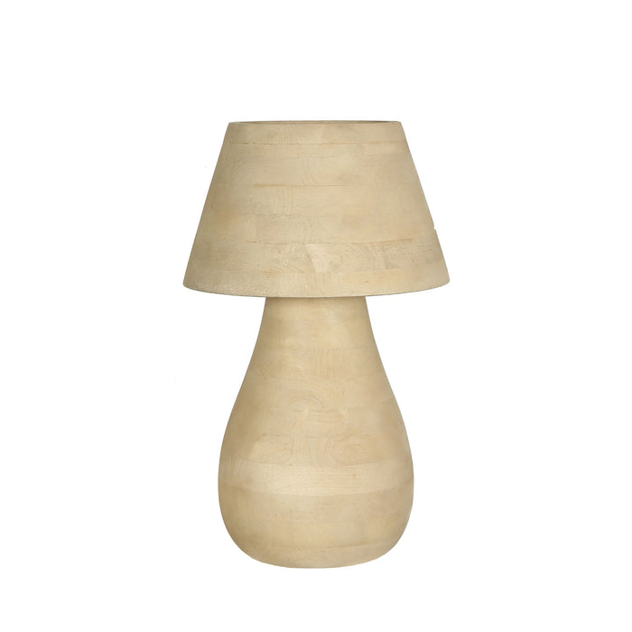 Peake natural mango wood round table lamp, large