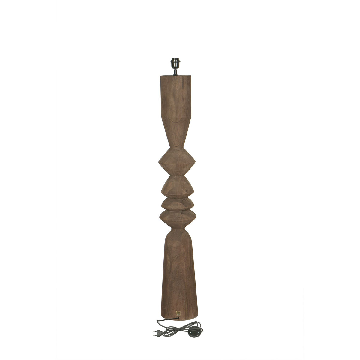 Elaine brown mango wood round floor lamp base