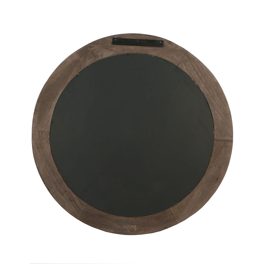Noam brown mango wood round mirror, large
