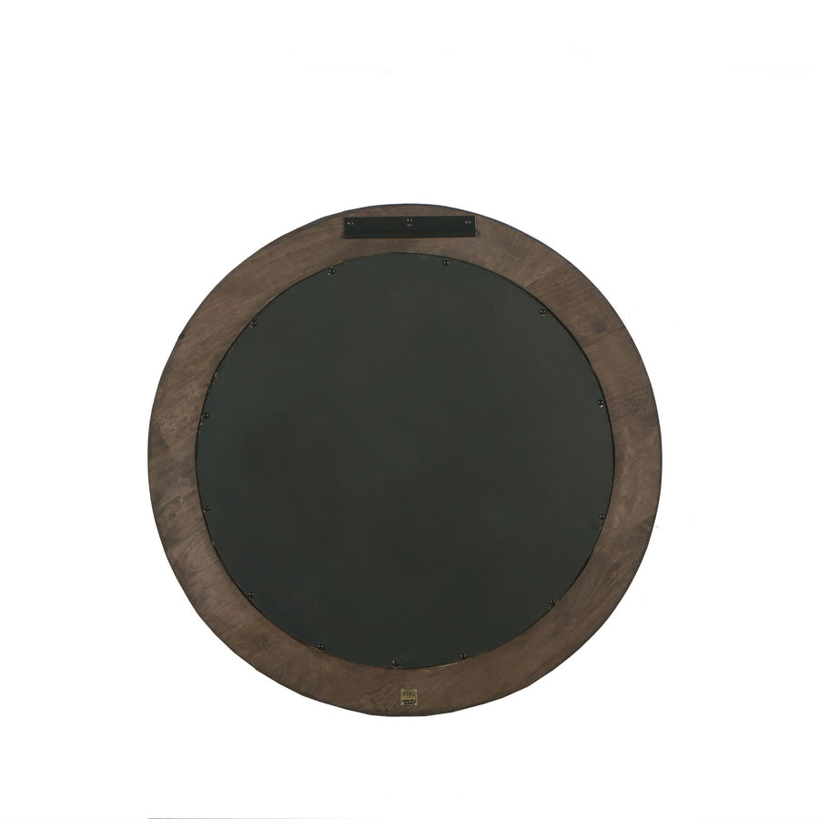 Noam brown mango wood round mirror, small