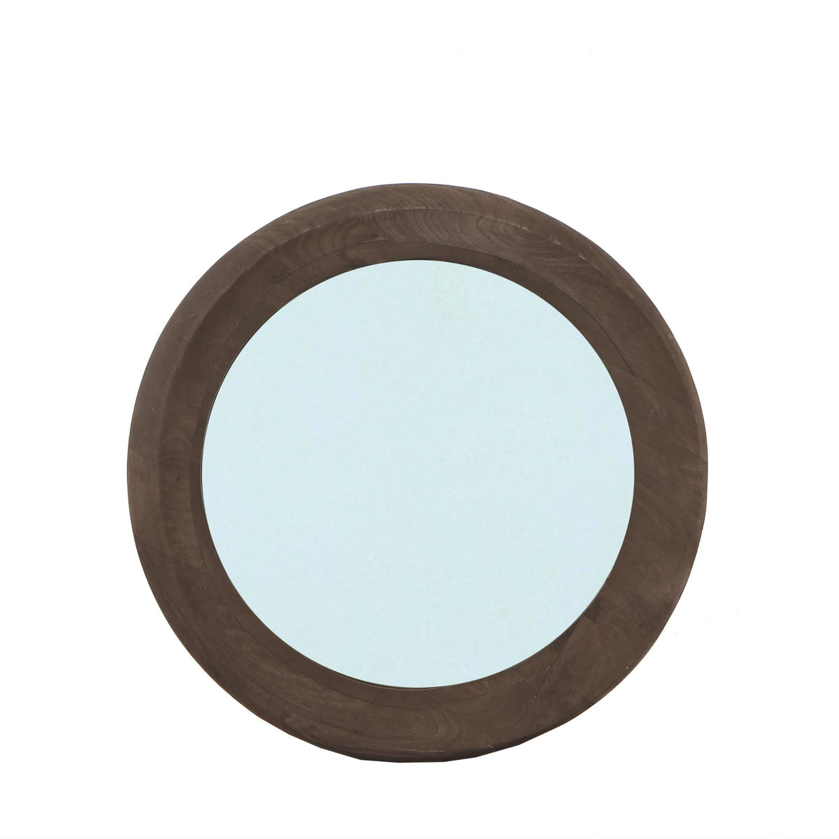 Noam brown mango wood round mirror, small