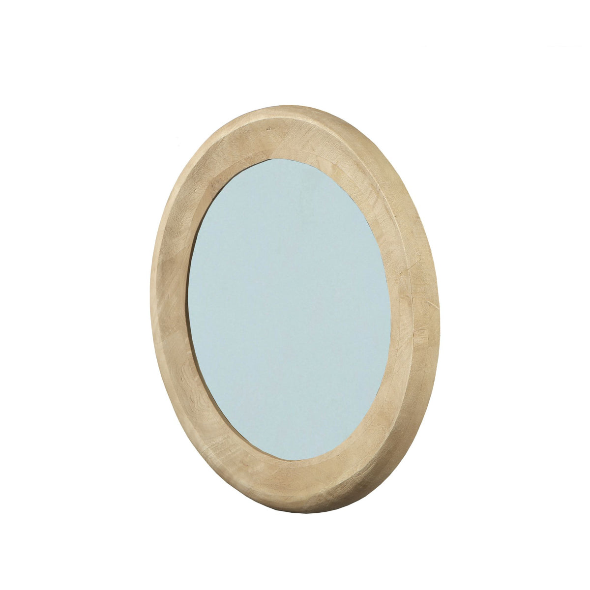 Noam natural mango wood round mirror, small