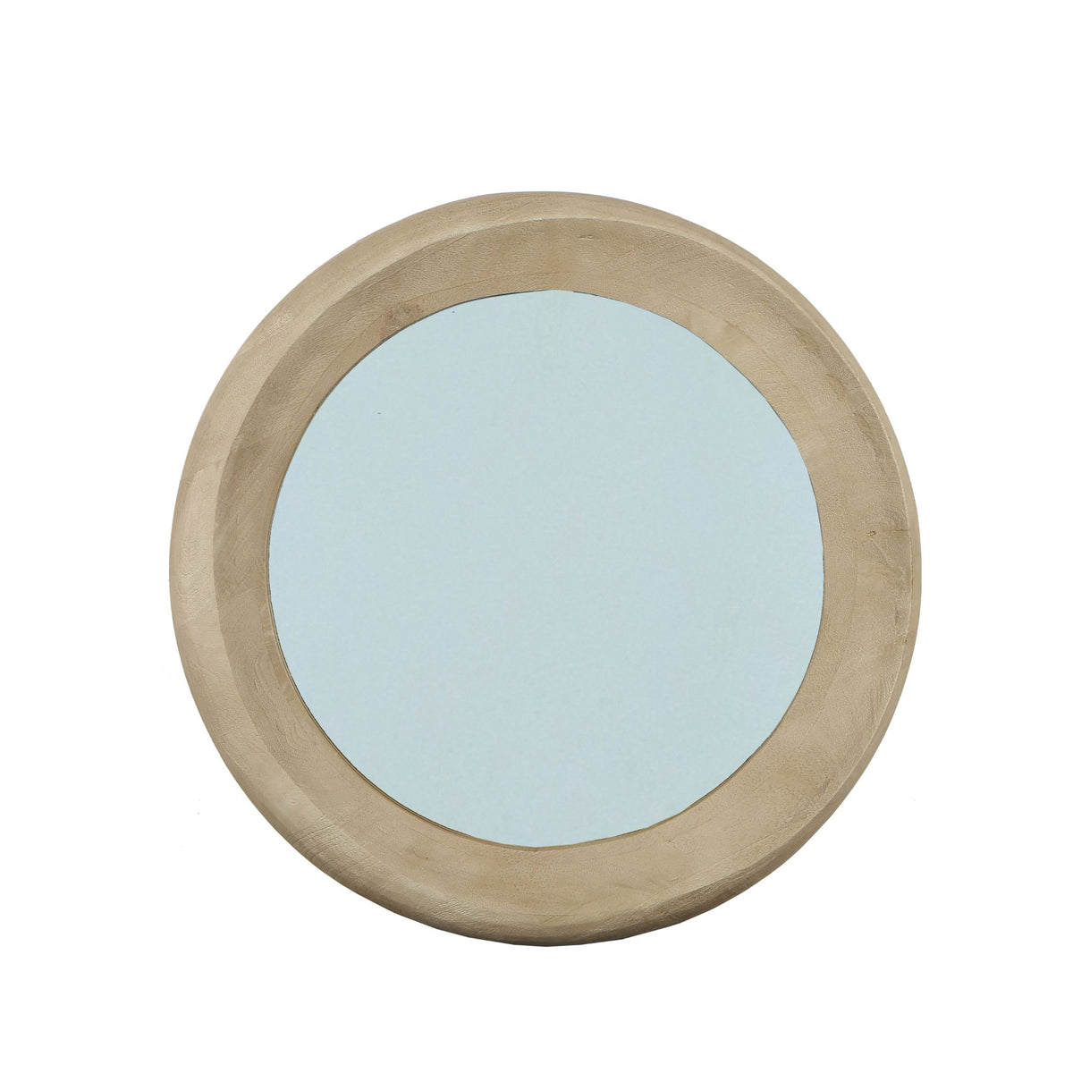 Noam natural mango wood round mirror, small