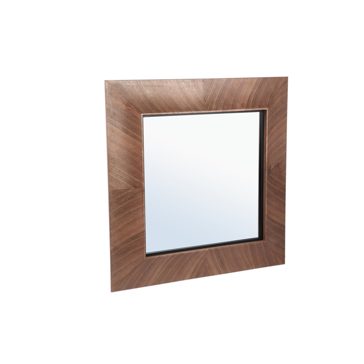 Gezzy natural wood veneer mirror with curl frame, square