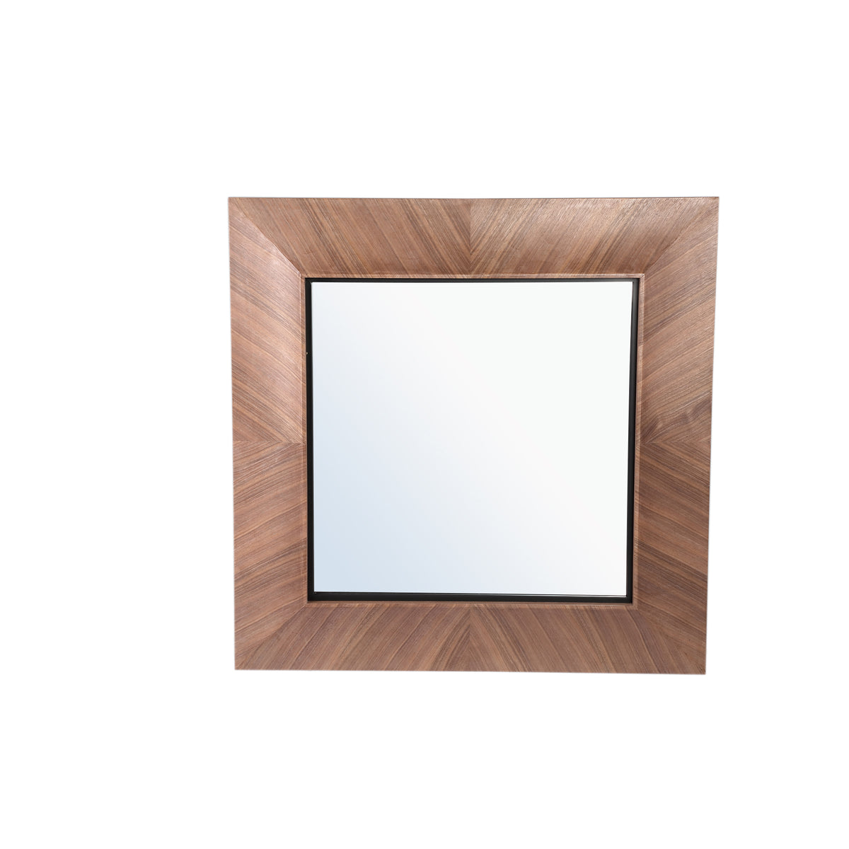 Gezzy natural wood veneer mirror with curl frame, square
