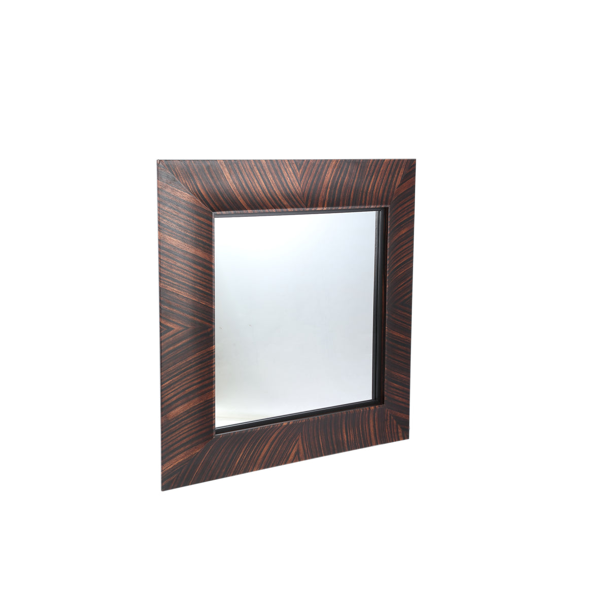 Gezzy brown wood veneer mirror with curl frame, square