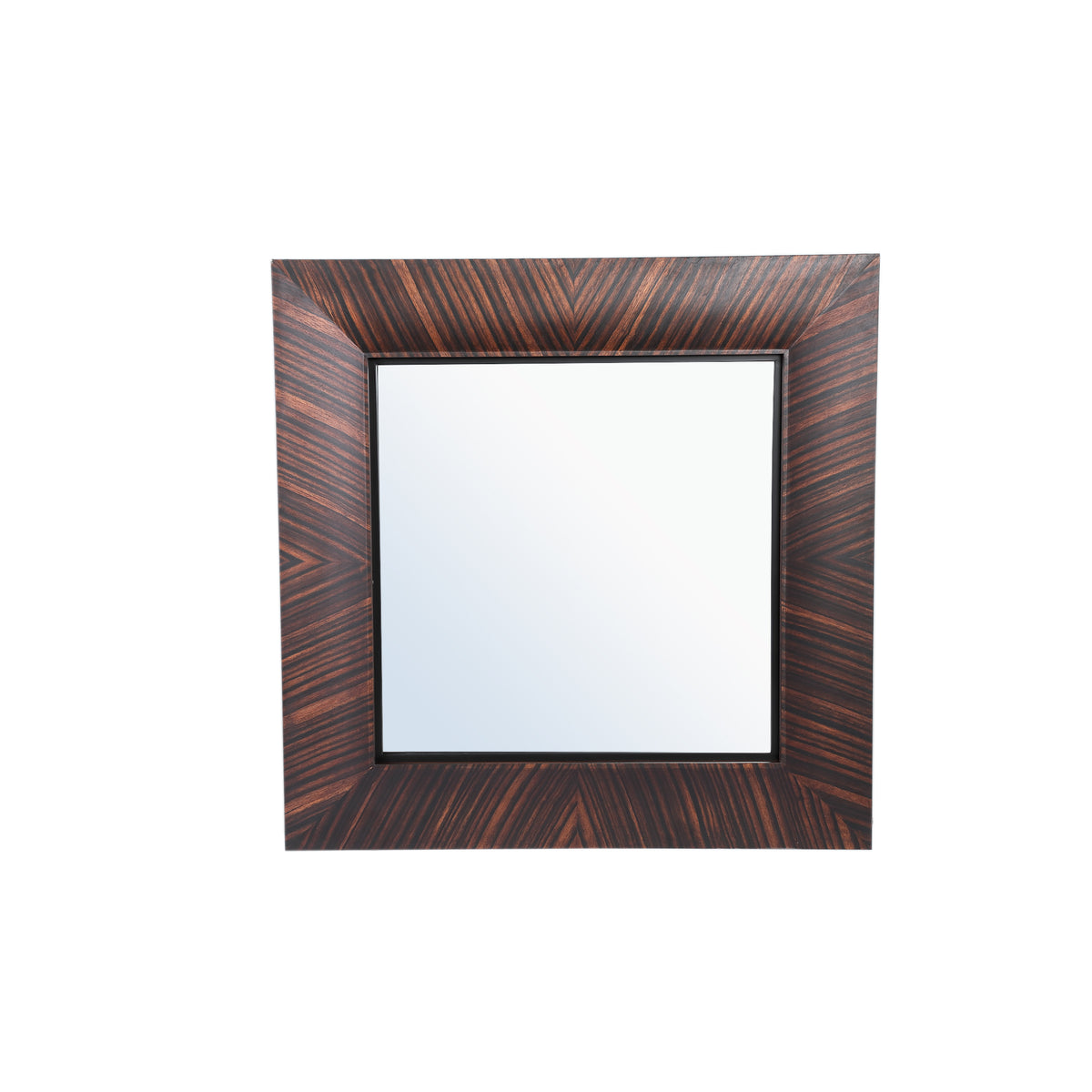 Gezzy brown wood veneer mirror with curl frame, square