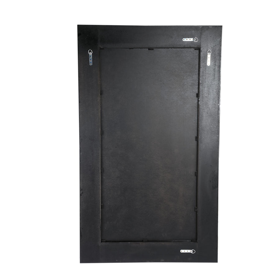 Gezzy brown wood veneer mirror with curl frame, rectangular