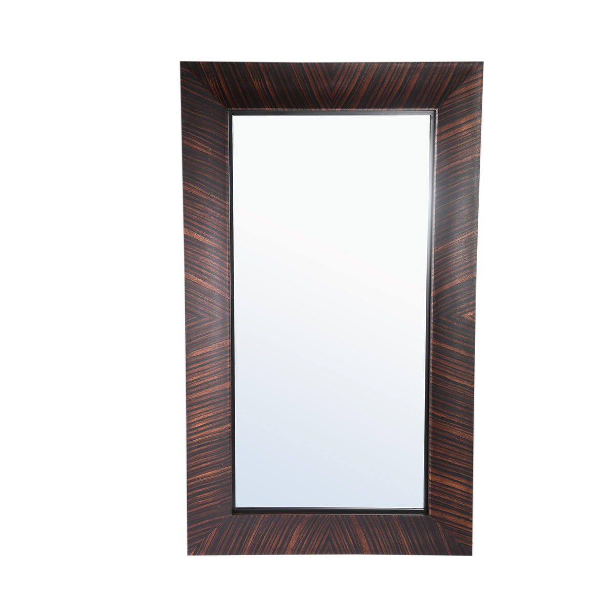 Gezzy brown wood veneer mirror with curl frame, rectangular