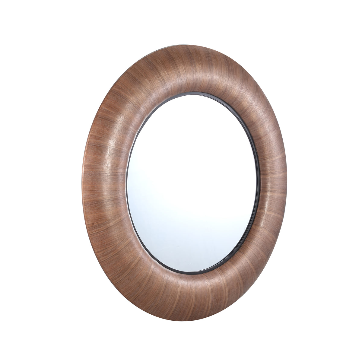 Gezzy natural wood veneer mirror with thick round frame