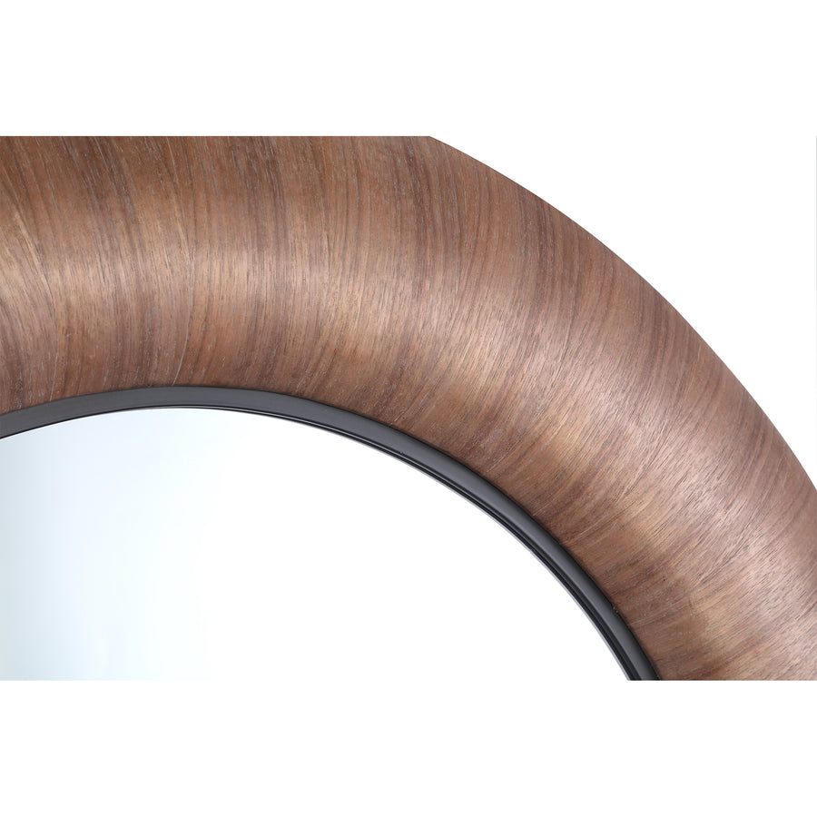 Gezzy natural wood veneer mirror with thick round frame