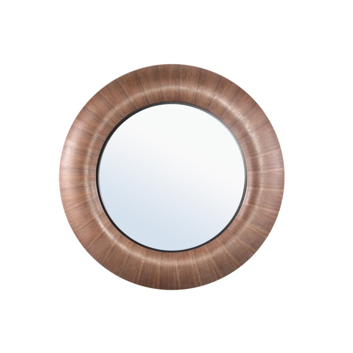Gezzy natural wood veneer mirror with thick round frame