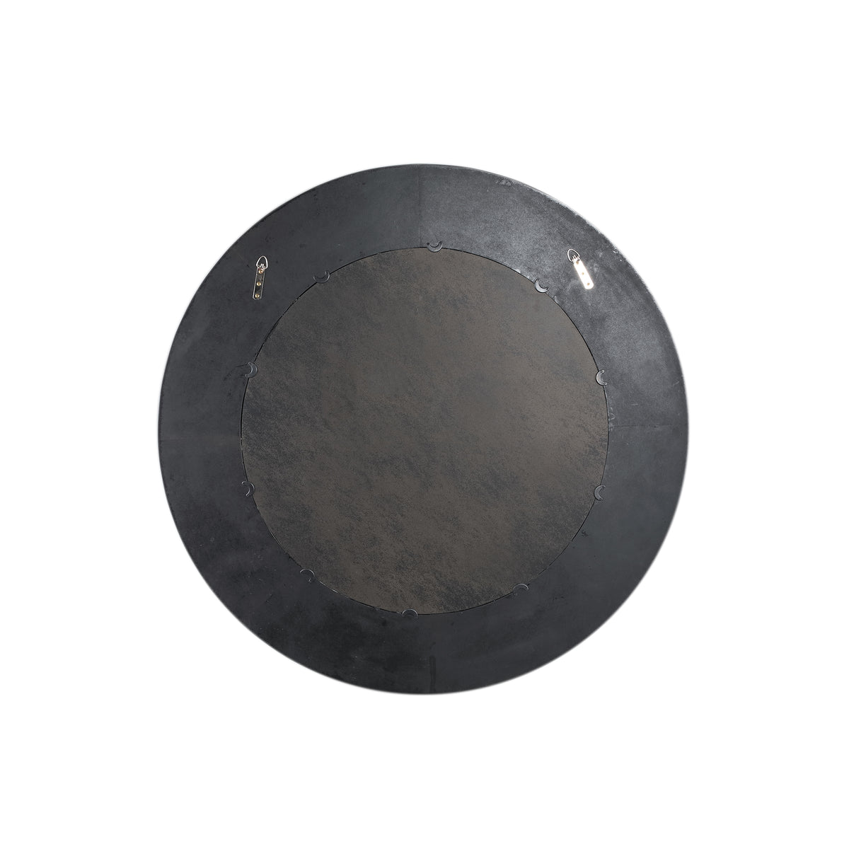 Gezzy brown wood veneer mirror with thick round frame