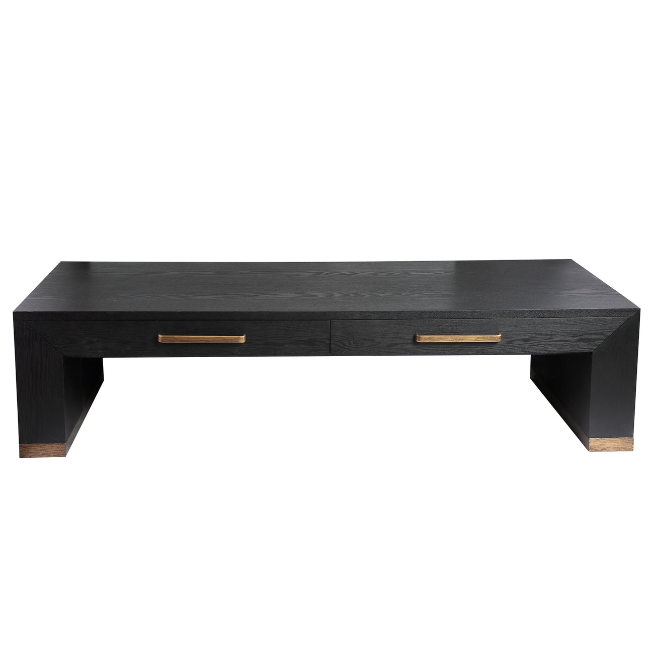 Tiess black veneer coffee table with two drawers