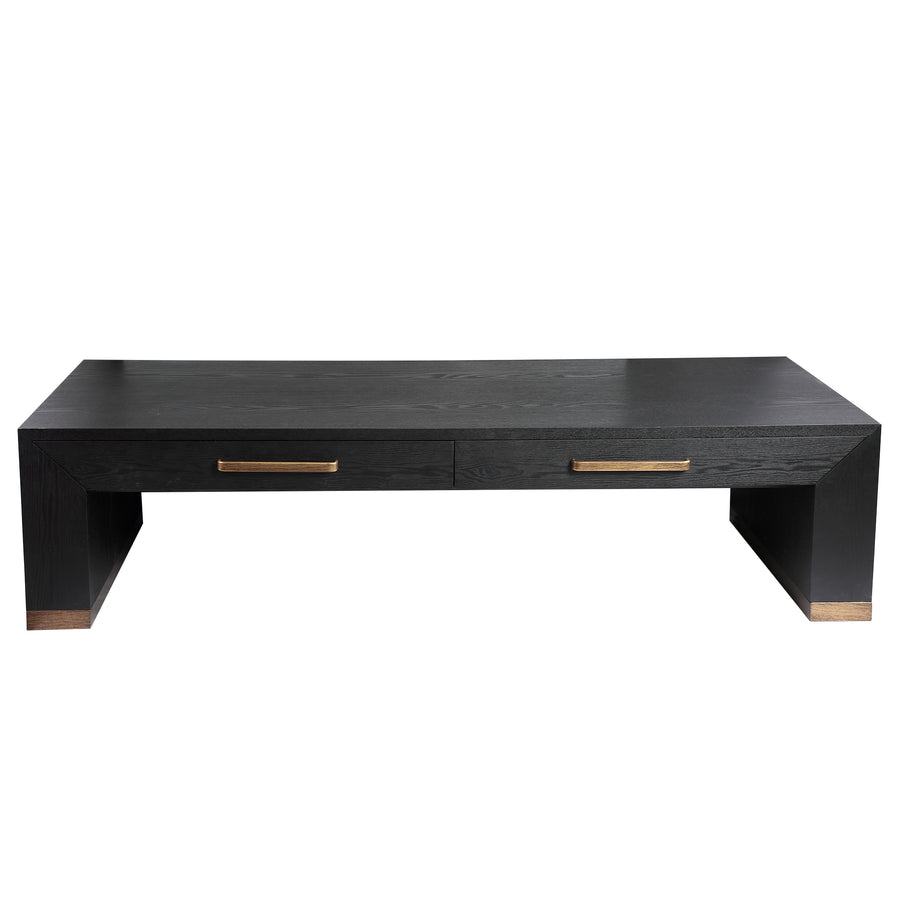 Tiess black veneer coffee table with two drawers