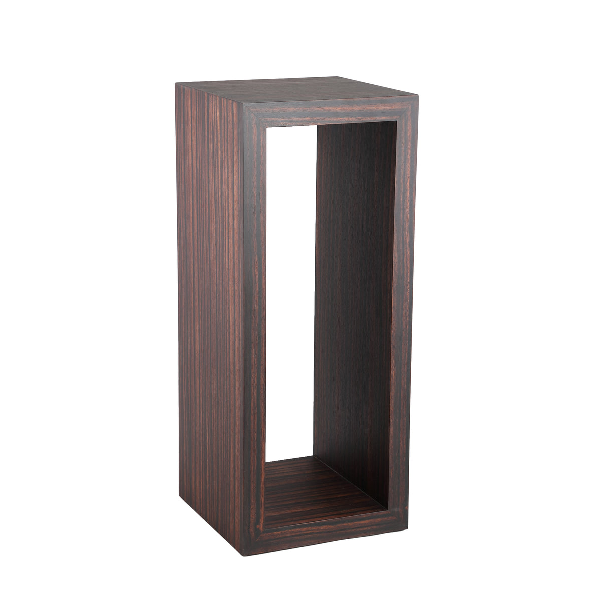 Tiess brown wooden veneer open rectangular pedestal