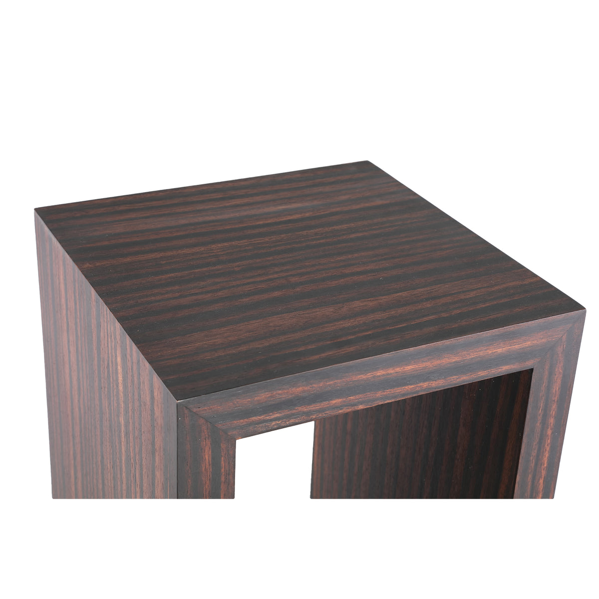 Tiess brown wooden veneer open rectangular pedestal
