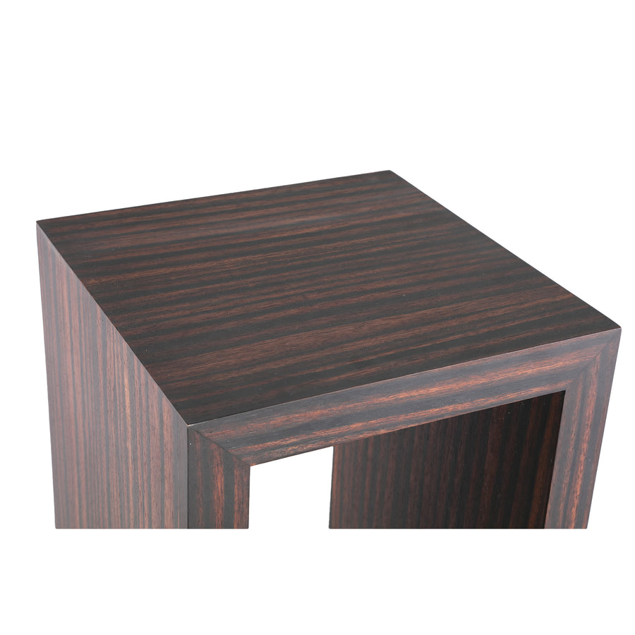 Tiess brown wooden veneer open rectangular pedestal