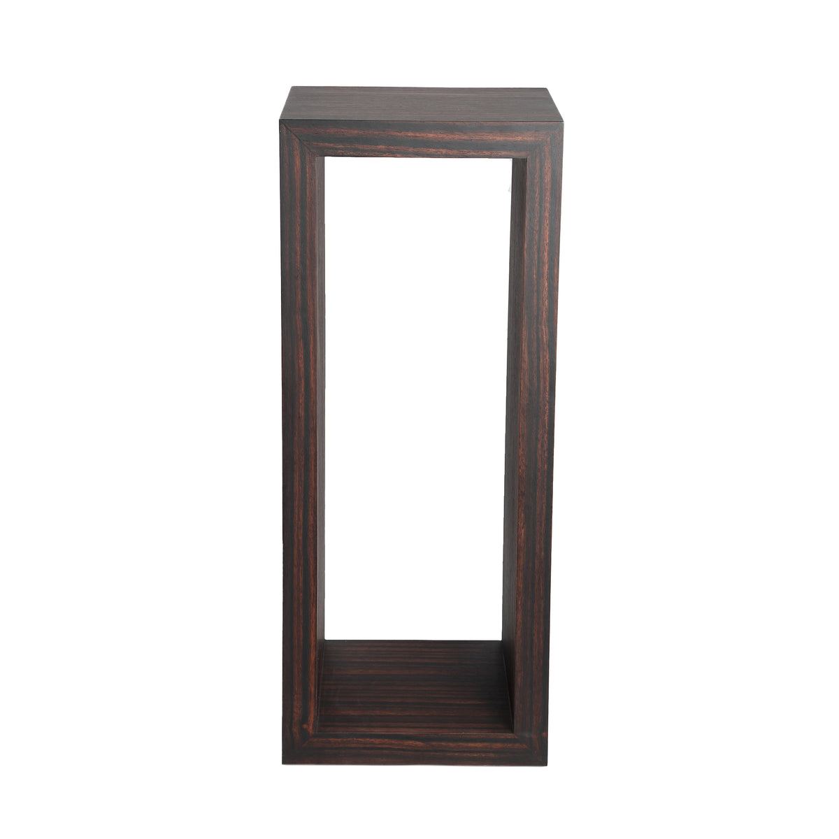 Tiess brown wooden veneer open rectangular pedestal