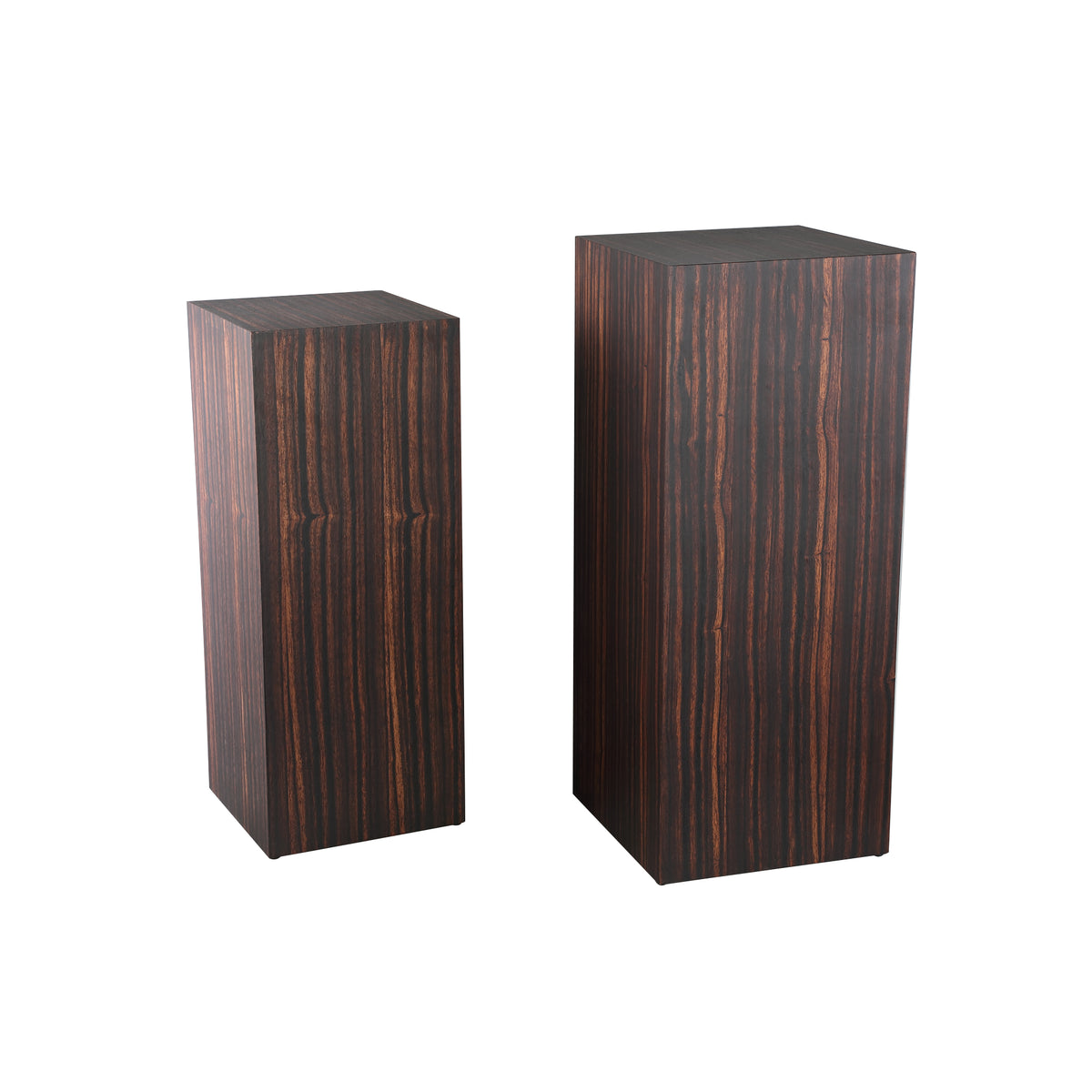 Tiess brown wooden veneer open pedestals, set of two