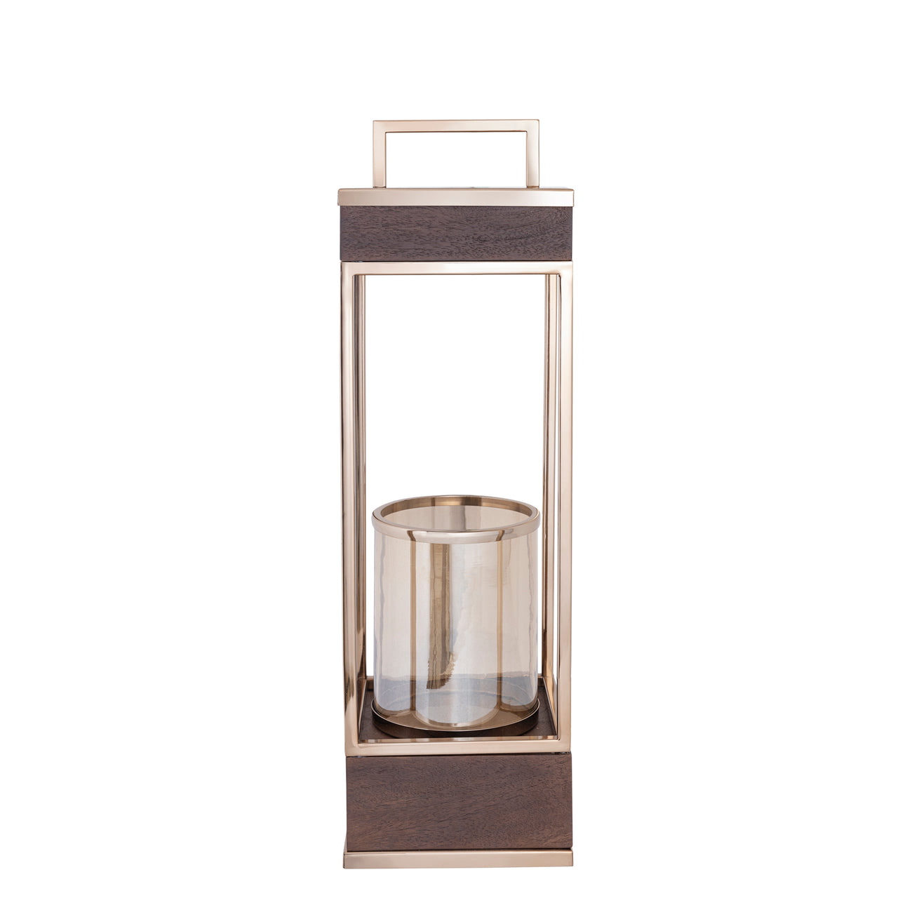 Stanne brown-gold mango wood and steel lantern large