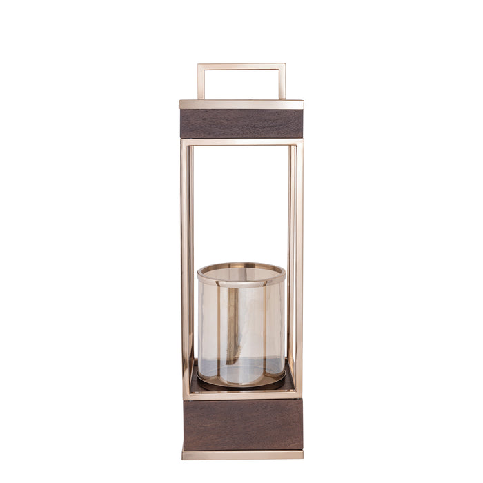 Stanne brown-gold mango wood and steel lantern large