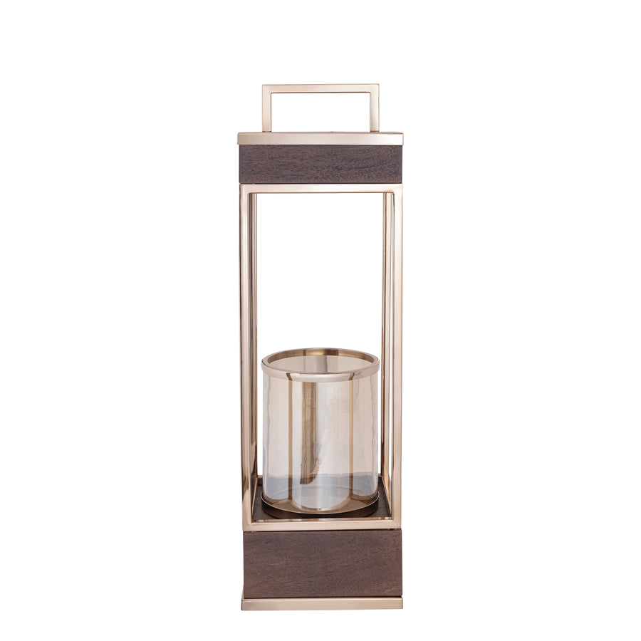Stanne brown-gold mango wood and steel lantern large