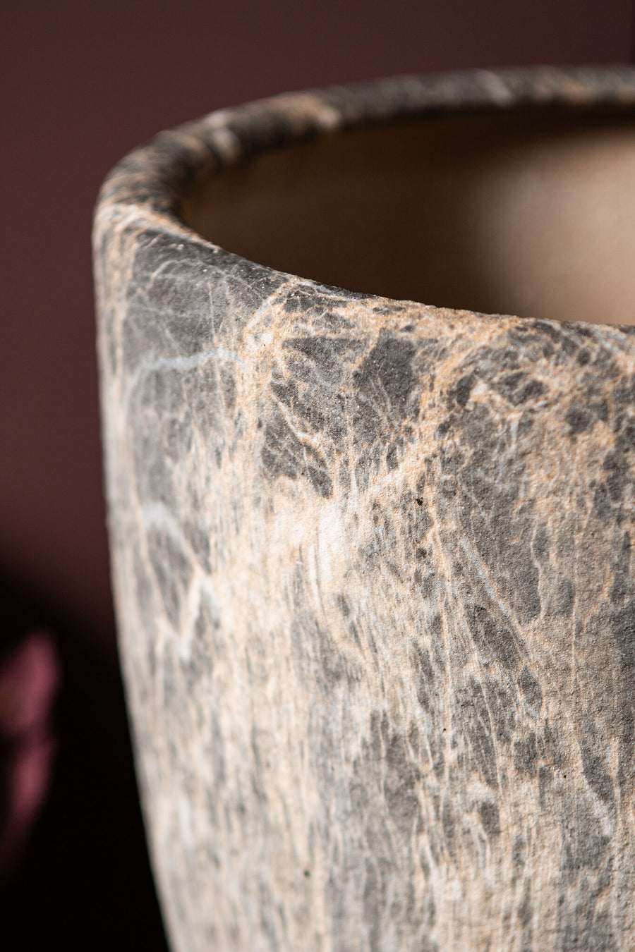 Miah grey marble-look ceramic planters, set of 3