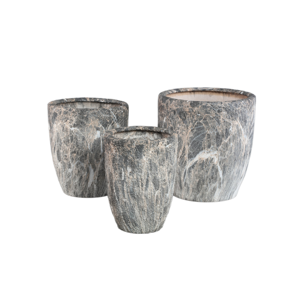 Miah grey marble-look ceramic planters, set of 3