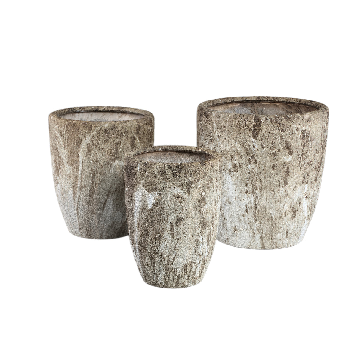 Miah brown marble-look ceramic planters, set of 3