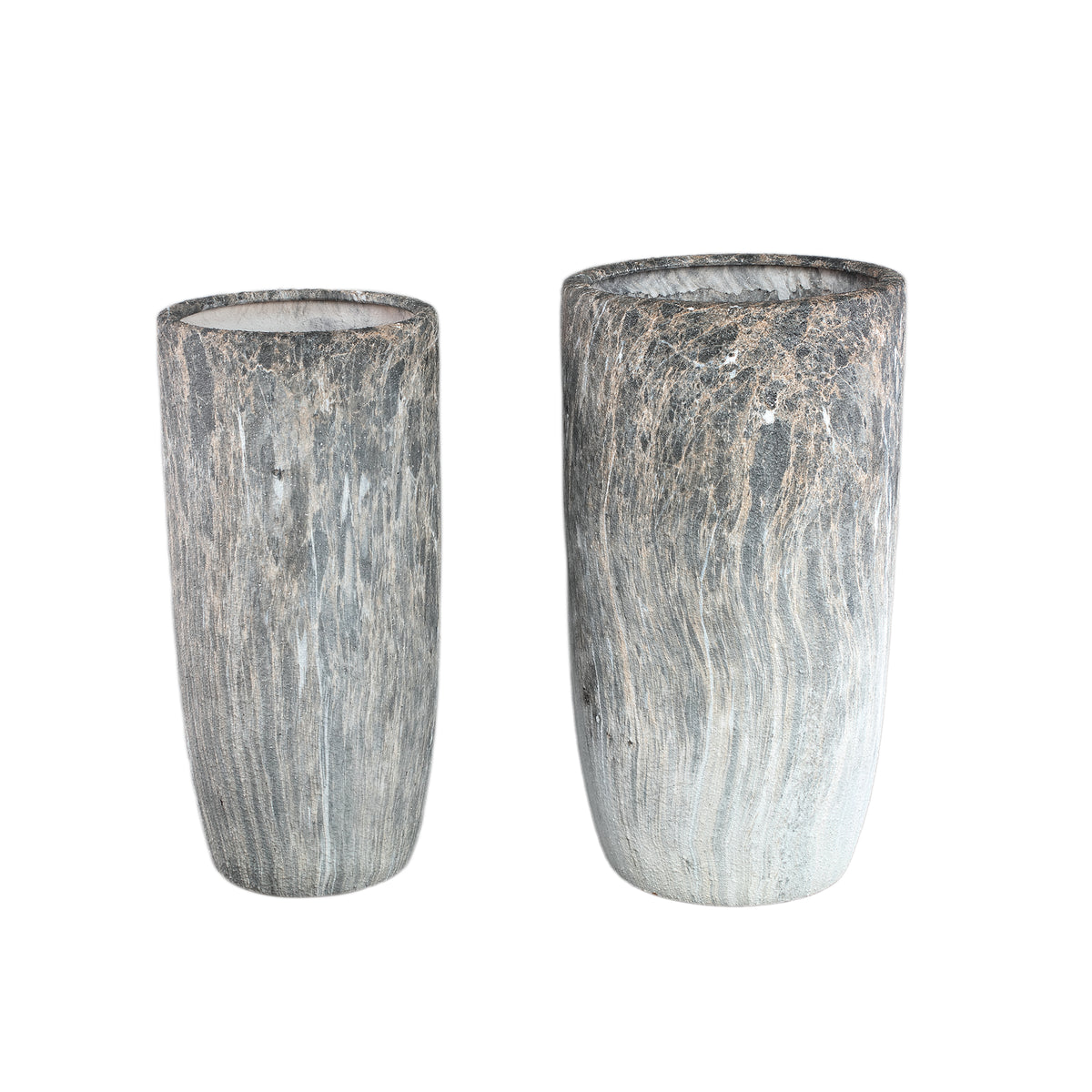 Miah grey marble-look ceramic planters, set of 2