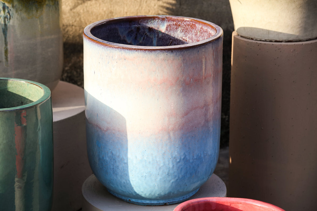 Rozay baby blue ceramic planters, set of three
