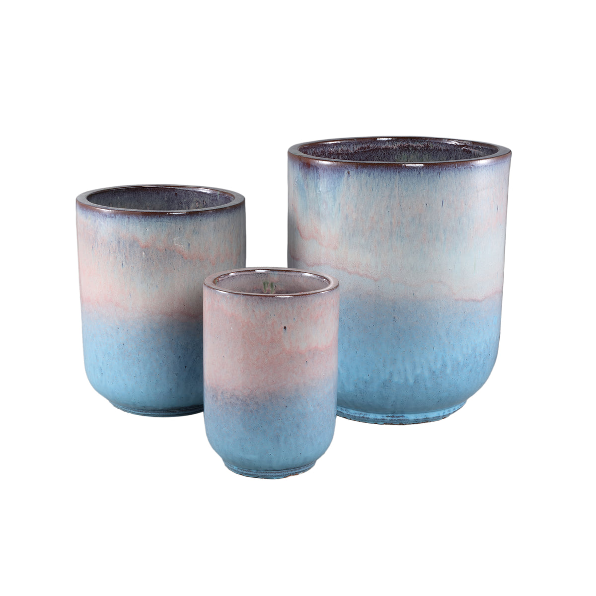 Rozay baby blue ceramic planters, set of three
