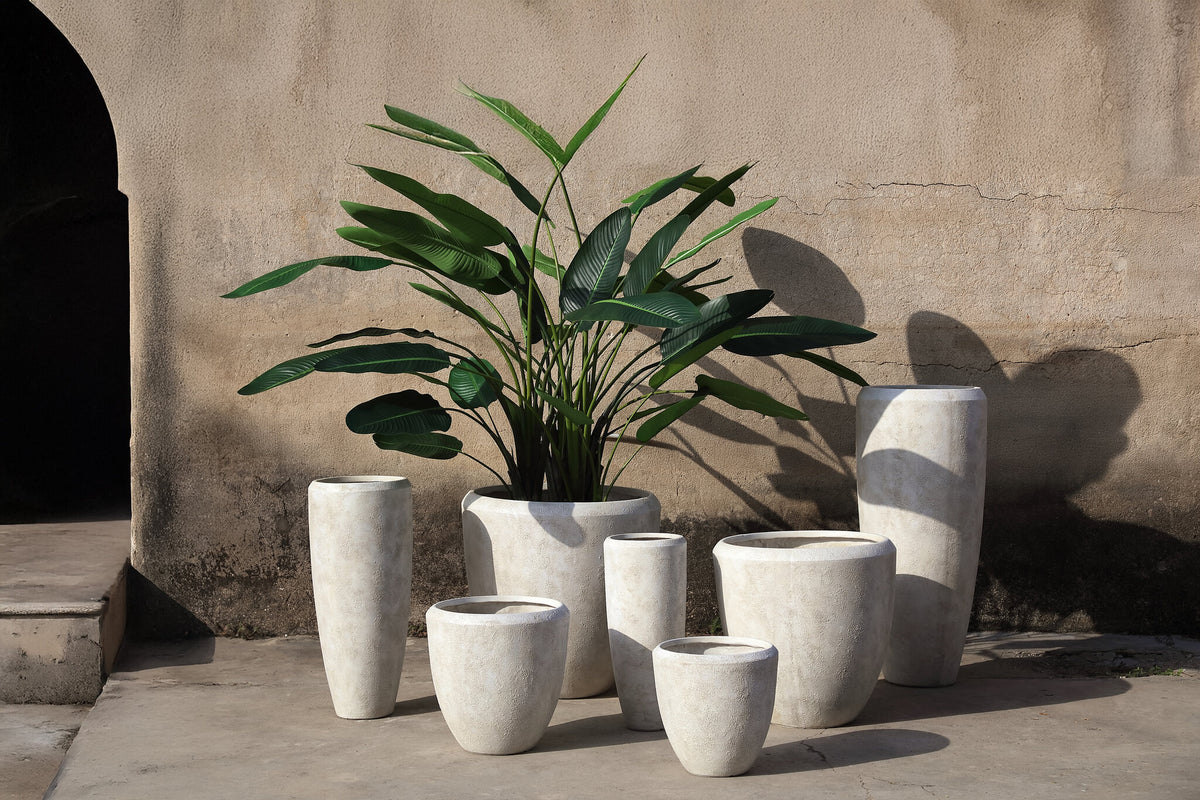Dashima cream GRC bombay planters, set of four