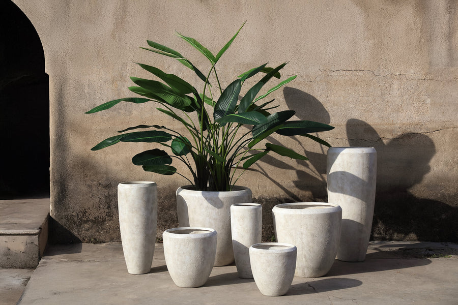 Dashima cream GRC bombay planters, set of four