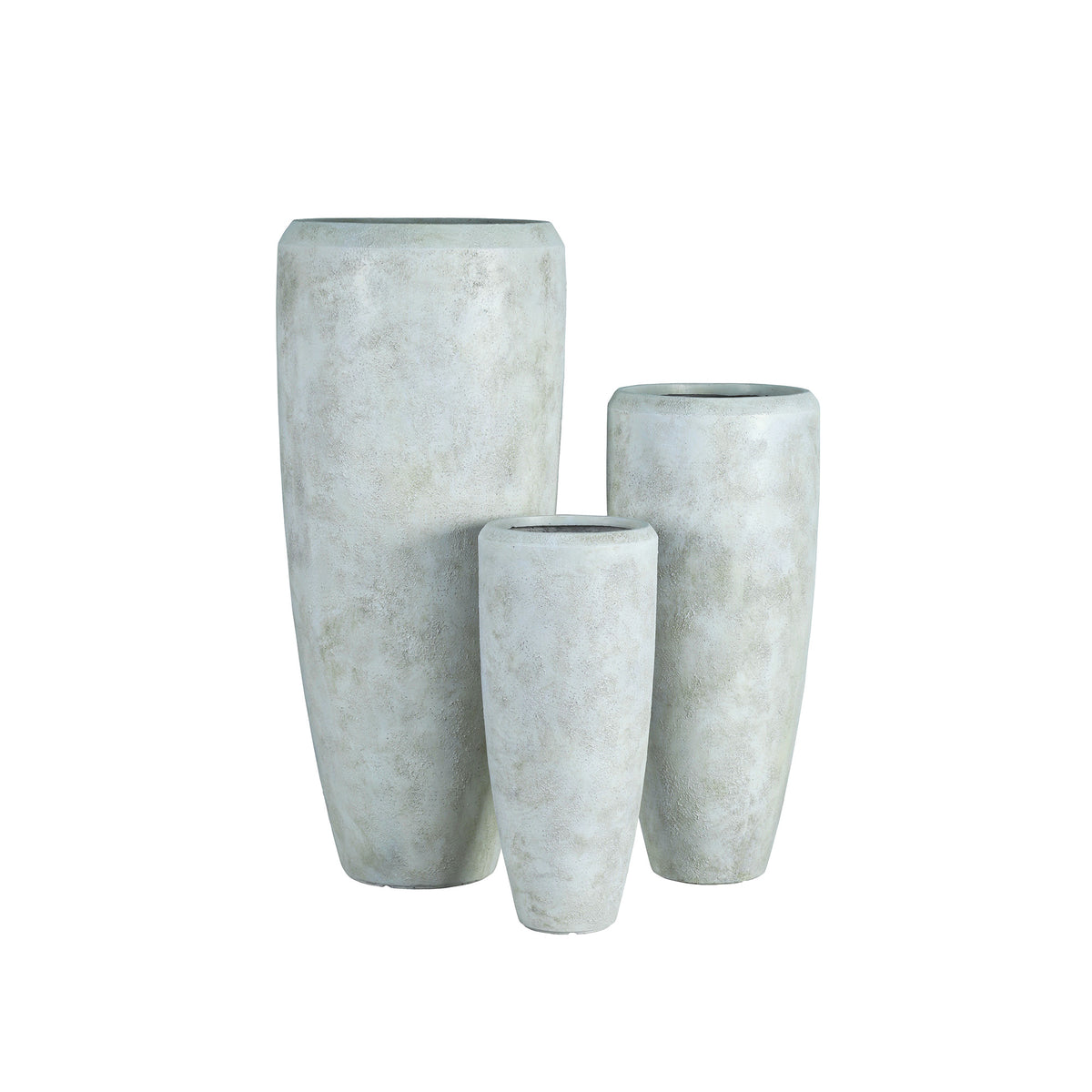 Dashima cream GRC tall round planters, set of three