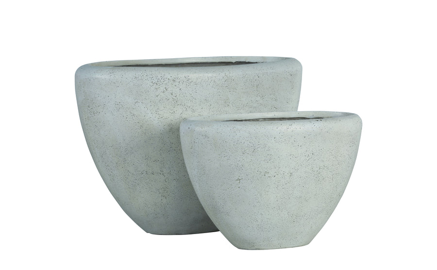 Dashima cream GRC oval planters, set of two