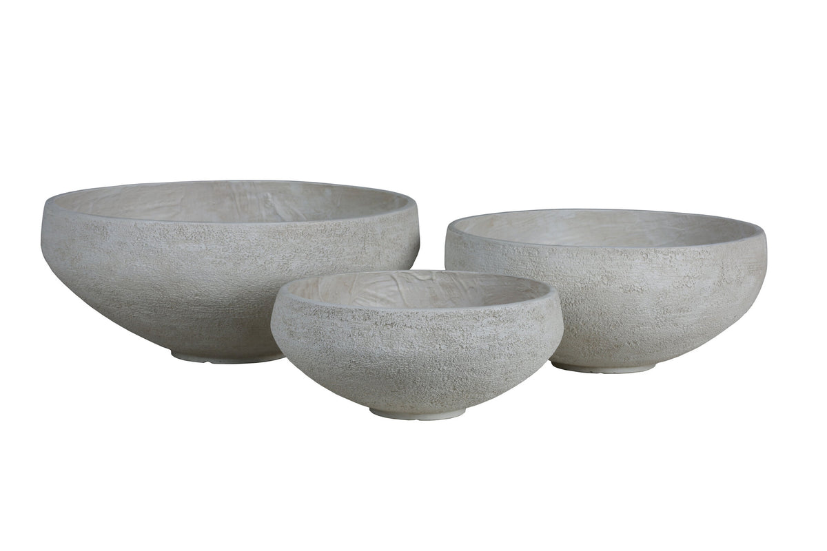 Dashima cream GRC low bowl planters, set of three